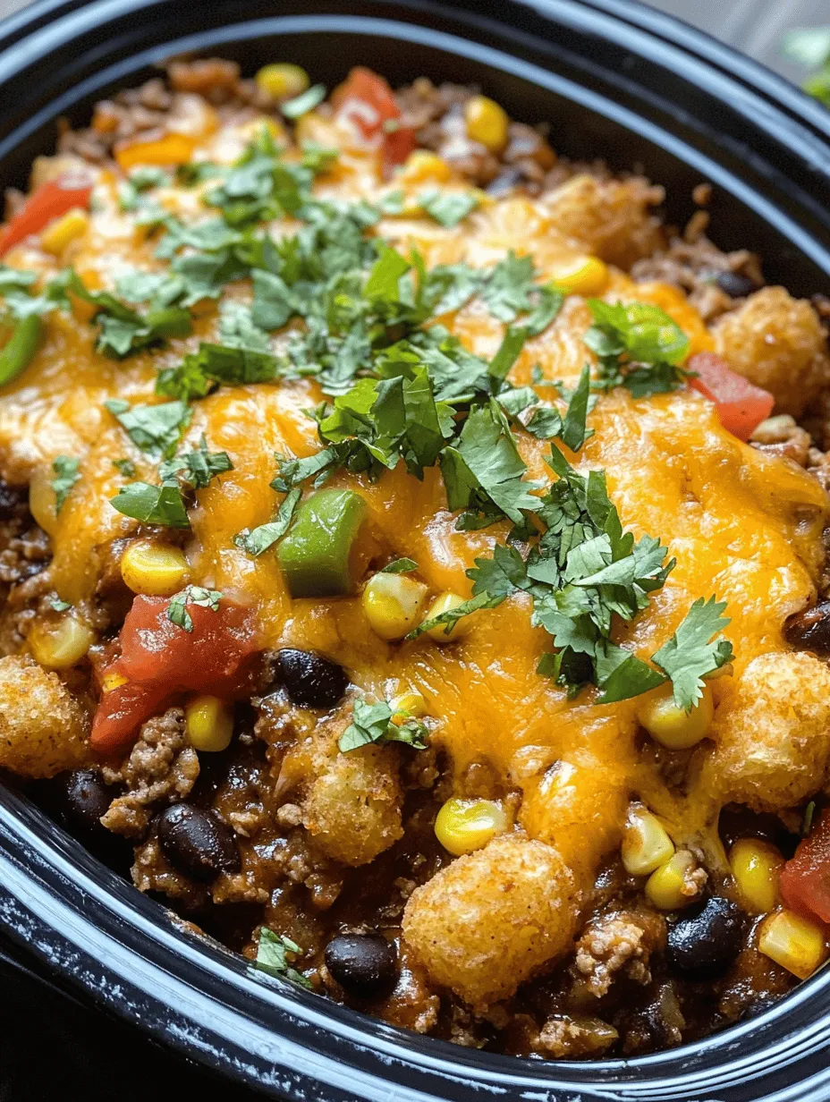 The Slow Cooker Cowboy Casserole is a hearty dish that brings the robust flavors of the American West right into your kitchen. This casserole is not only delicious but also incredibly versatile, making it an ideal choice for busy families or anyone looking to prepare a satisfying meal with minimal fuss. With its savory ground beef, colorful vegetables, and delightful layer of crispy tater tots, this dish captures the essence of cowboy cuisine—hearty, comforting, and full of flavor.