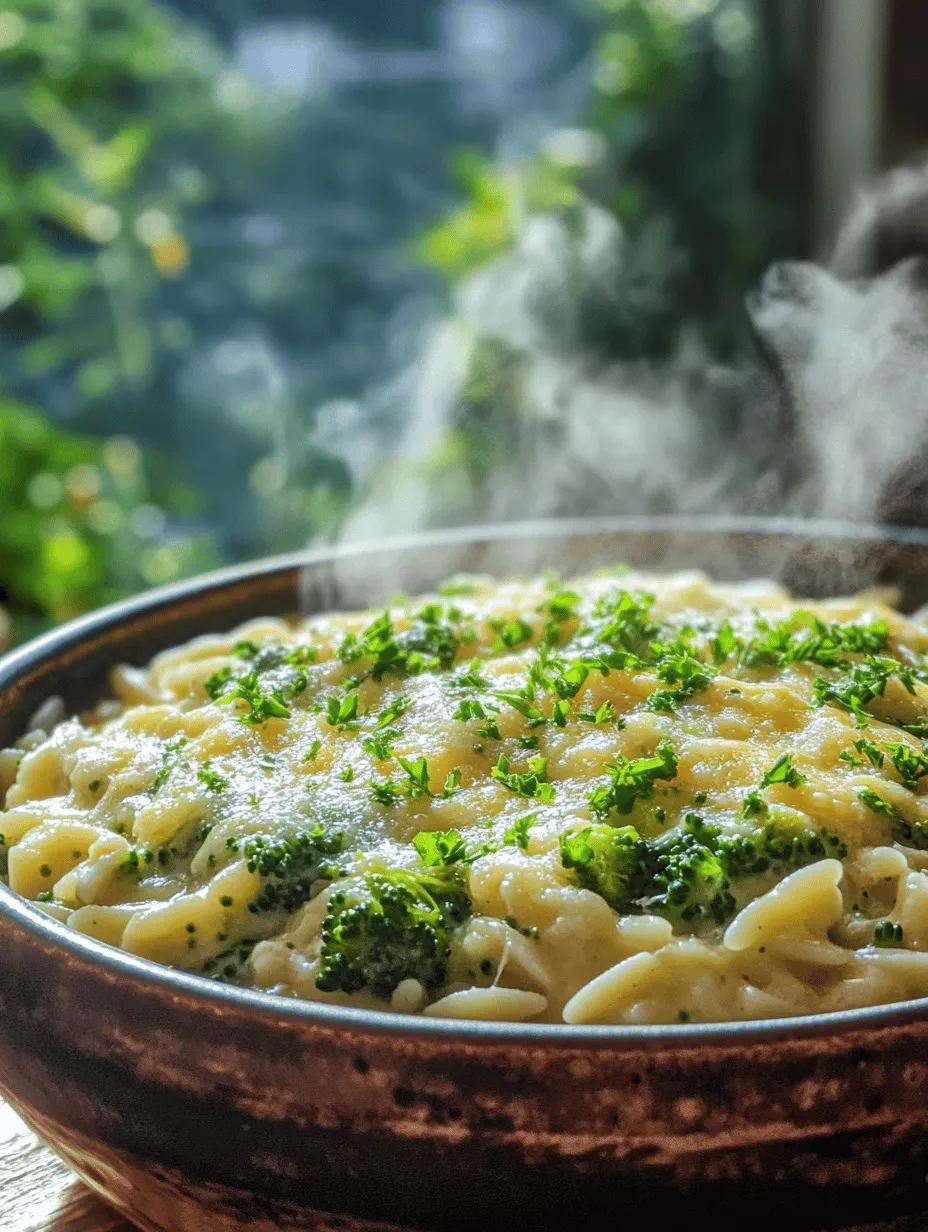 In the realm of quick and satisfying meals, few dishes can rival the comfort and ease of a creamy one-pot broccoli cheddar orzo. This delightful recipe encapsulates the essence of a warm, hearty dinner that can be whipped up in a flash, making it an ideal choice for busy weeknights or family gatherings. With its rich combination of creamy cheddar, tender orzo pasta, and vibrant broccoli, this dish not only pleases the palate but also nourishes the body, proving that comfort food can be both delicious and nutritious.