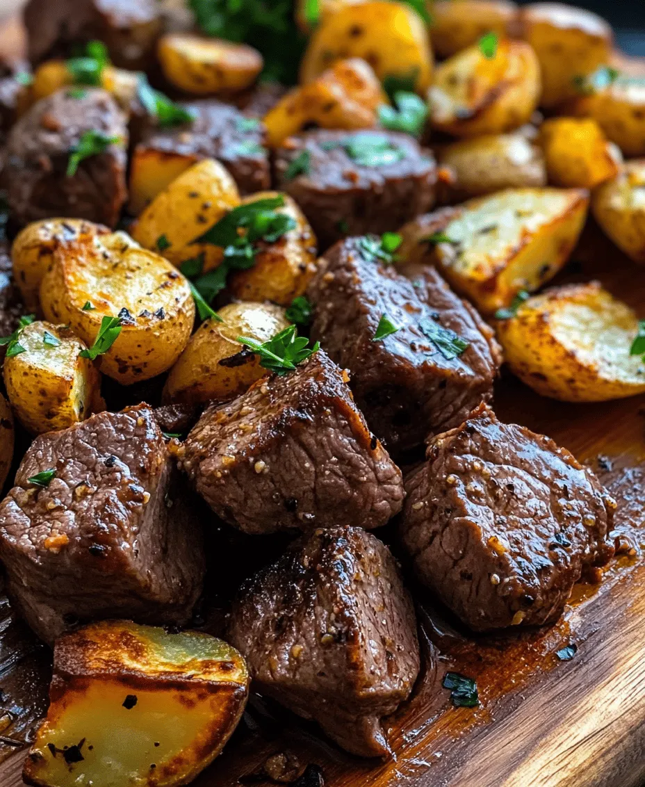 Imagine a dish that brings together the rich, savory taste of tender beef bites, infused with aromatic garlic and fresh herbs, perfectly complemented by crispy, golden baby potatoes. This is exactly what you get with Juicy Garlic Butter Beef Bites with Crispy Potatoes. This recipe is not just a meal; it’s an experience that delights the senses and brings comfort to the table.