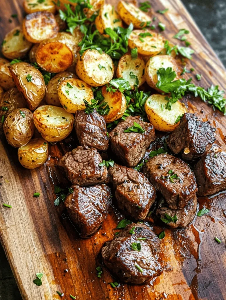 Imagine a dish that brings together the rich, savory taste of tender beef bites, infused with aromatic garlic and fresh herbs, perfectly complemented by crispy, golden baby potatoes. This is exactly what you get with Juicy Garlic Butter Beef Bites with Crispy Potatoes. This recipe is not just a meal; it’s an experience that delights the senses and brings comfort to the table.