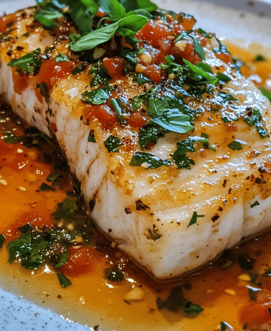 Garlic Herb Cod in White Wine Tomato Basil Sauce is a culinary masterpiece that perfectly marries the delicate flavors of seafood with the robust essence of fresh herbs and tomatoes. This dish is not only a feast for the senses but also a healthy choice for those seeking to incorporate more nutritious meals into their diet. The flaky cod fillets are bathed in a luscious sauce that combines the richness of white wine with the acidity of crushed tomatoes, enhanced by aromatic garlic and fresh basil.