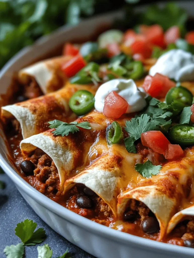 Enchiladas are a quintessential component of Mexican cuisine, known for their versatility and rich flavors. Traditionally, enchiladas consist of corn tortillas filled with a variety of ingredients, such as meat, beans, cheese, or vegetables, which are then rolled up and covered with a savory sauce. The dish is believed to have originated in Mexico, where the practice of rolling tortillas around other food dates back to ancient civilizations. Enchiladas hold cultural significance as they often feature in communal meals and celebrations, reflecting the social aspect of dining in Mexican culture.