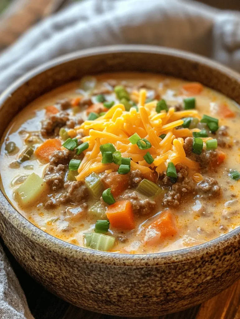 As the chilly months settle in, the craving for comforting meals that warm both the body and soul becomes almost irresistible. There’s something inherently satisfying about curling up with a steaming bowl of soup on a cold evening, and when that soup is infused with the flavors of a classic cheeseburger, it transforms into a meal that is both nostalgic and utterly delicious. Enter Cheesy Delight Cheeseburger Soup—a recipe that encapsulates the essence of comfort food, offering a rich, creamy texture and a medley of flavors that make it a family favorite.