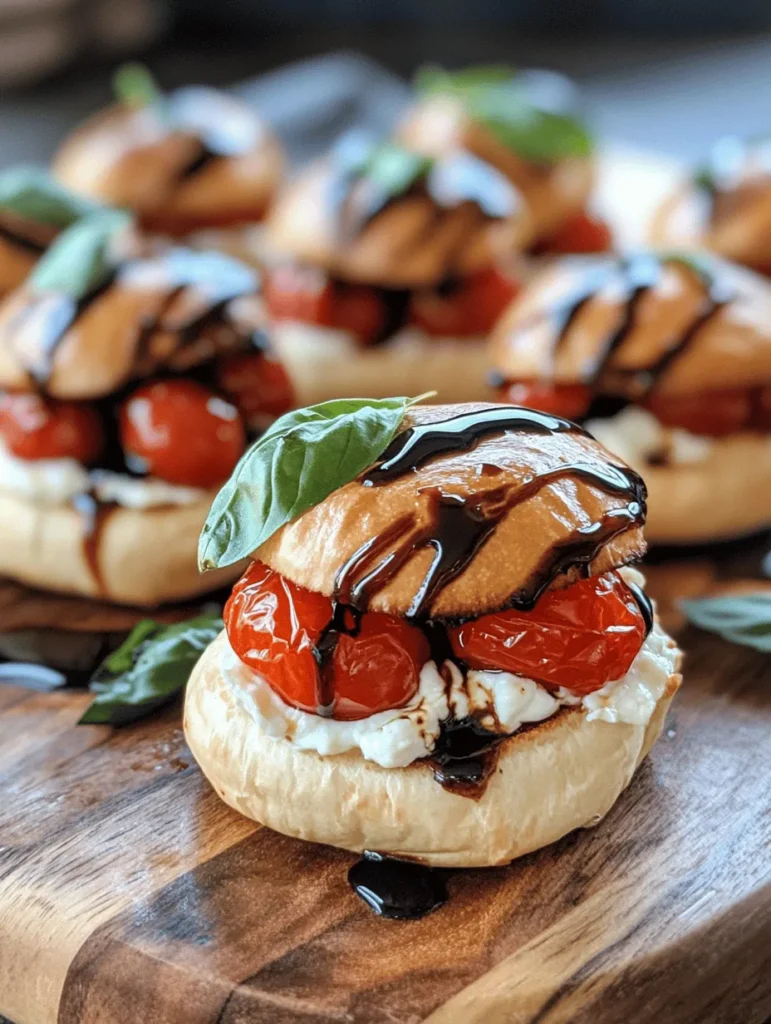 Step into a culinary haven where flavors converge in delightful harmony with our Delicious Roasted Caprese Burrata Sliders. This gourmet twist on the classic Caprese salad elevates your appetizer game, transforming humble ingredients into a sumptuous delight that is sure to impress even the most discerning palates. Imagine the creamy, luscious texture of burrata cheese melting into your mouth, paired with the sweet, caramelized notes of roasted cherry tomatoes, and the invigorating burst of fresh basil—all nestled within soft, buttery brioche slider buns.