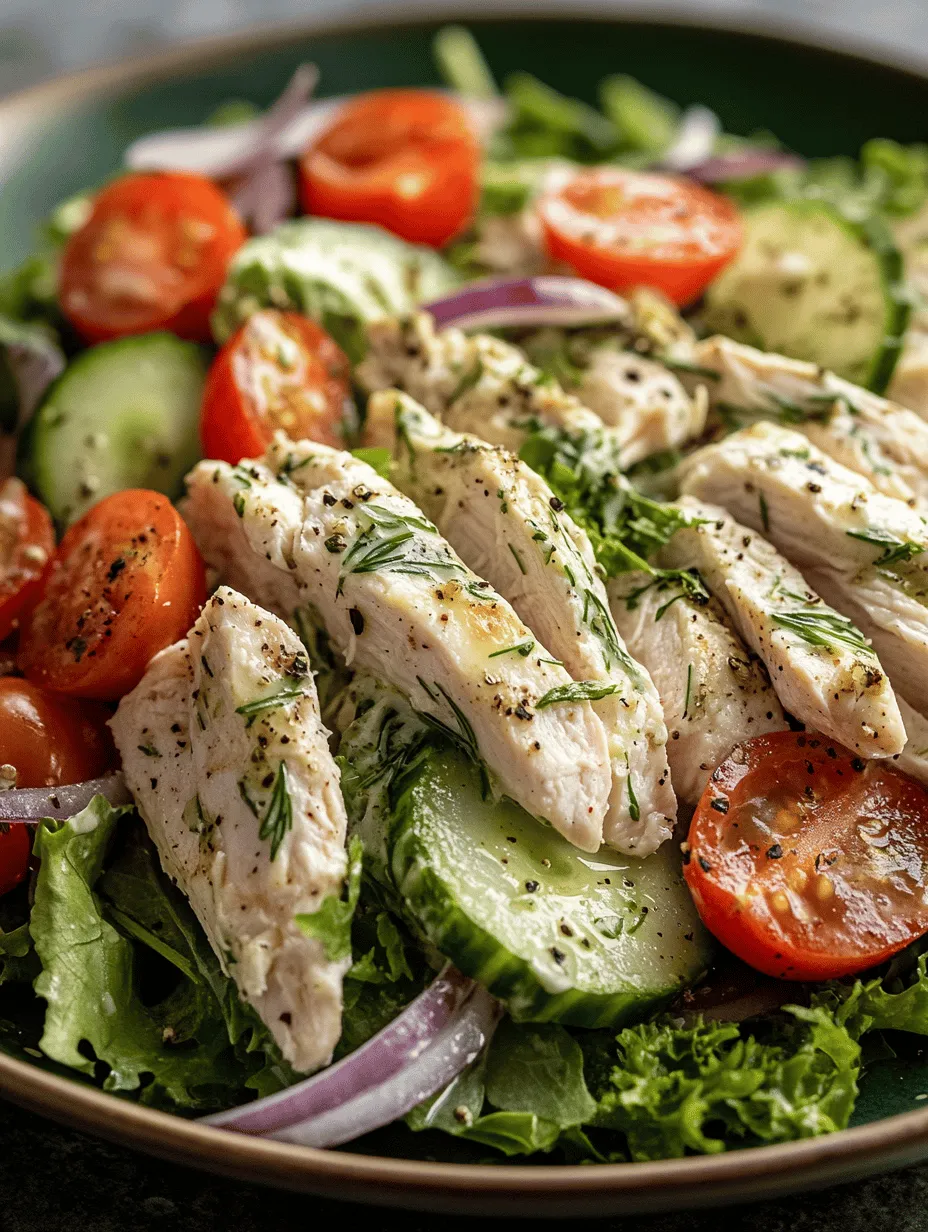 At the heart of this delightful salad lies tzatziki sauce, a creamy, tangy condiment that is a staple in Greek cuisine. The origins of tzatziki can be traced back to ancient Greece, where it was traditionally made with strained yogurt, grated cucumber, garlic, and a variety of herbs. This sauce is not only beloved for its refreshing taste but also for its significance in Mediterranean diets. Rich in flavor and texture, tzatziki serves as a versatile sauce that can accompany grilled meats, serve as a dip for pita bread, or, as in this recipe, act as a delicious dressing for chicken salad.