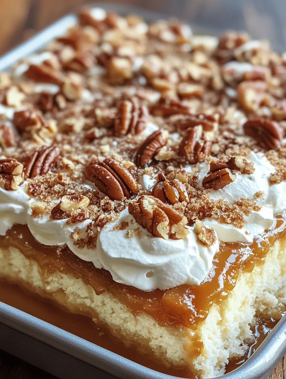 If you're searching for a dessert that is not only visually stunning but also packed with rich flavors and delightful textures, look no further than the Butter Pecan Praline Poke Cake. This delicious creation combines the familiar taste of a classic yellow cake with the irresistible flavors of buttery pecans and sweet caramel, making it an ideal choice for gatherings, special occasions, or simply as a treat to enjoy at home. Each bite of this cake encapsulates the essence of indulgence, with its moist interior, luscious fillings, and crunchy topping.