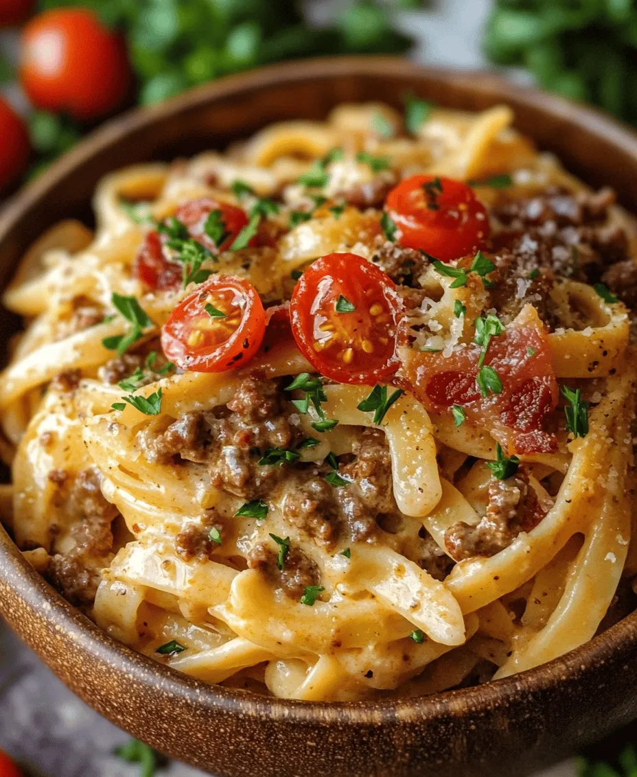 Creamy Loaded Bacon Cheeseburger Alfredo Pasta is the ultimate comfort food that brings together two beloved meals in an irresistible way. Imagine the rich, savory flavors of a classic cheeseburger combined with the creamy, luscious texture of Alfredo pasta. This dish is not only indulgent but also incredibly satisfying, making it a perfect choice for family dinners or casual gatherings with friends. Whether you're looking to impress guests or simply treat yourself after a long day, this creamy pasta dish is sure to hit the spot.