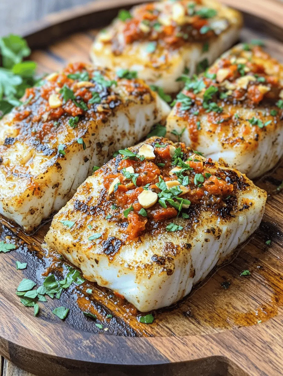 Grilled Cod with Zesty Romesco Sauce is more than just a meal; it's a culinary experience that celebrates fresh, sustainable ingredients and vibrant flavors. Cod, a mild, flaky fish, pairs beautifully with the zesty, nutty notes of Romesco sauce, creating a dish that is not only delicious but also visually appealing. This recipe is perfect for those seeking a healthy, satisfying dinner option that is easy to prepare yet impressively flavorful.
