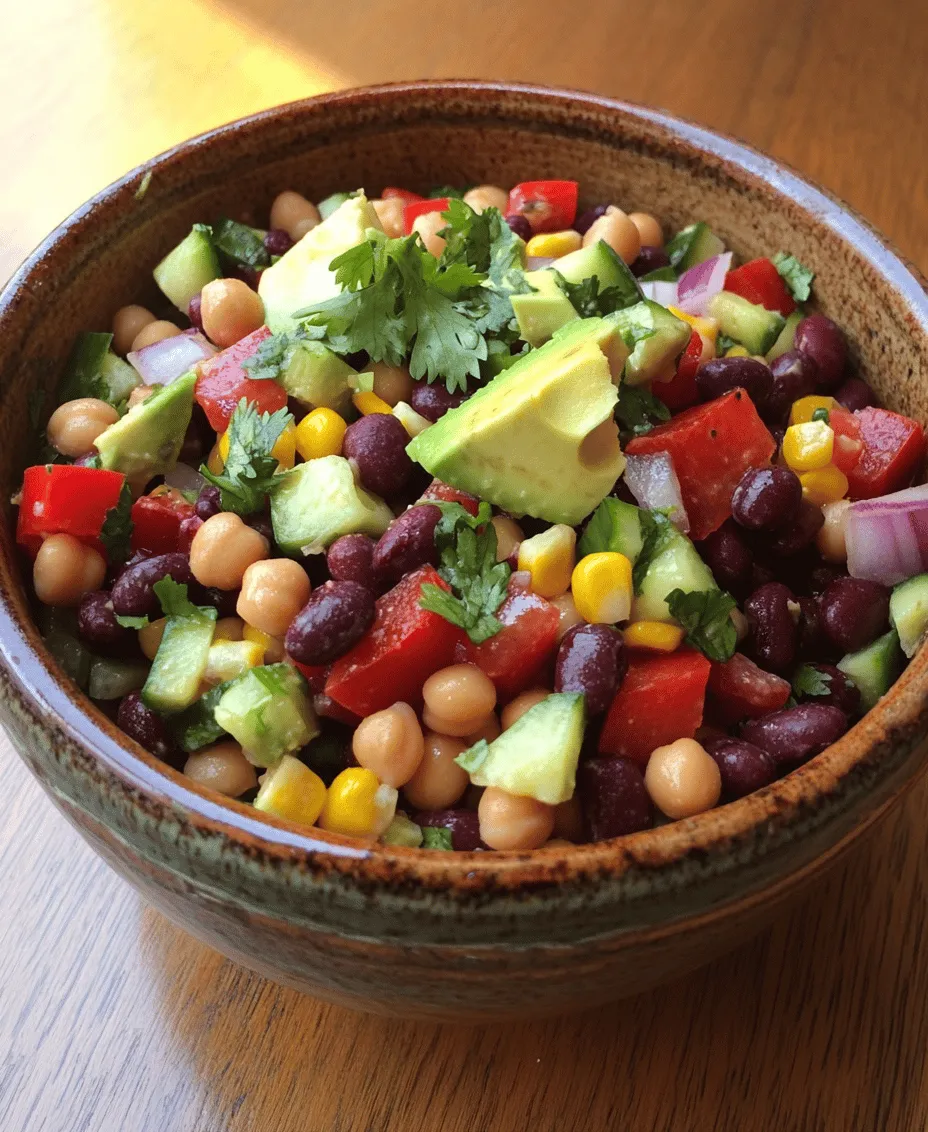 In the realm of healthy eating, the Zesty Chickpea & Bean Salad Delight stands out as a vibrant, nourishing option that tantalizes the taste buds. This salad combines the hearty textures of chickpeas and beans with the crunch of fresh vegetables, making it not only a feast for the eyes but also a powerhouse of nutrition. Whether you’re seeking a quick lunch, a refreshing side dish for a summer barbecue, or a light dinner, this salad is versatile enough to fit the bill. Its vibrant colors and zesty flavors are sure to impress both family and friends, while also catering to those looking to maintain a healthy lifestyle.