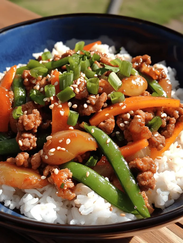 Ground turkey serves as the star protein in this dish. Known for being a lean source of protein, it is an excellent alternative to higher-fat meats, making it a healthier choice without sacrificing flavor. Ground turkey is versatile and absorbs the flavors of the seasonings and sauces it’s cooked with, allowing it to seamlessly blend into the stir-fry. In Korean cuisine, ground meats are often used for their ability to cook quickly and their ability to take on bold flavors, making turkey a fitting ingredient in this recipe.