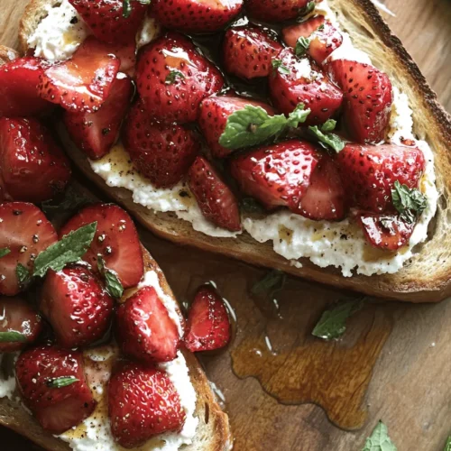 Imagine sinking your teeth into a slice of perfectly toasted bread, topped with a luscious layer of creamy ricotta cheese and sweet, caramelized strawberries. Roasted Strawberry Whipped Ricotta Toast is not just a dish; it’s a delightful experience that combines the best of both worlds—sweet and savory. This recipe offers a medley of flavors, where the natural sweetness of strawberries harmonizes beautifully with the rich creaminess of ricotta, and the crunch of toasted bread adds a satisfying texture.
