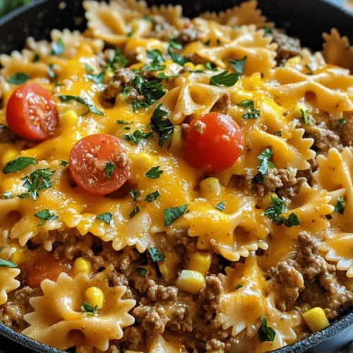 If you're searching for a dish that combines rich flavors with effortless preparation, look no further than the Creamy Ranch Beef Bowtie Skillet with Sweet Corn. This indulgent one-skillet meal is not only packed with taste but also designed to save you precious time on busy weeknights. The creamy texture of the sauce, the savory ground beef, and the delightful sweetness of corn create a comforting dish that the whole family will love.