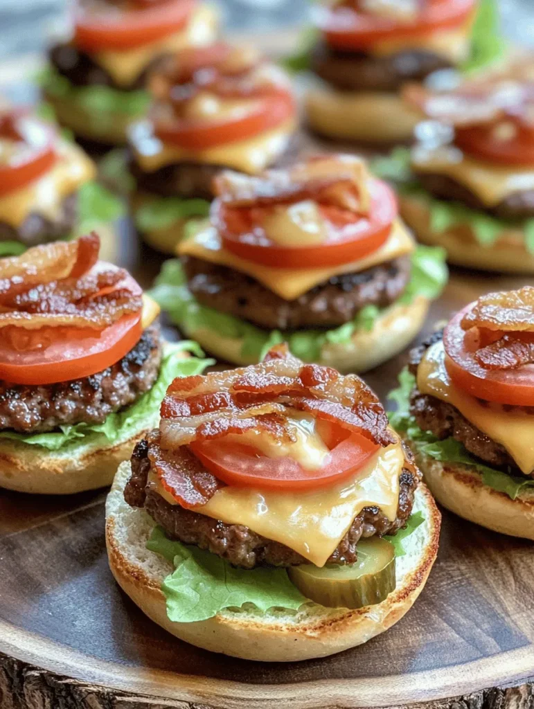 To create the ultimate Savory Mini Beef Bacon Cheeseburgers, it's crucial to start with high-quality ingredients. The foundation of any great burger begins with the meat, and for this recipe, we recommend using ground beef that has an 80/20 lean-to-fat ratio. This ratio is essential for achieving the perfect balance of juiciness and flavor; the fat content ensures that the patties remain moist during cooking while contributing rich beefy notes that are simply irresistible.