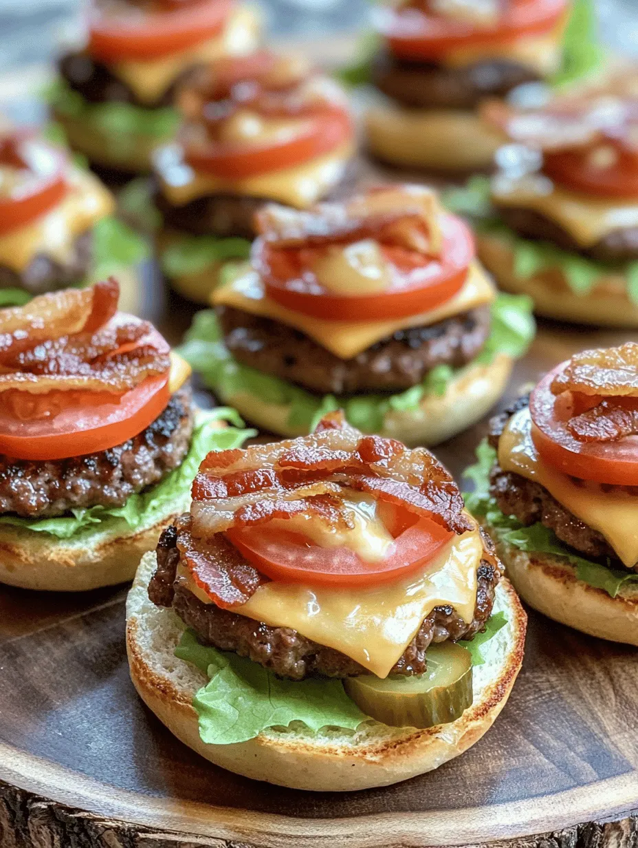 To create the ultimate Savory Mini Beef Bacon Cheeseburgers, it's crucial to start with high-quality ingredients. The foundation of any great burger begins with the meat, and for this recipe, we recommend using ground beef that has an 80/20 lean-to-fat ratio. This ratio is essential for achieving the perfect balance of juiciness and flavor; the fat content ensures that the patties remain moist during cooking while contributing rich beefy notes that are simply irresistible.