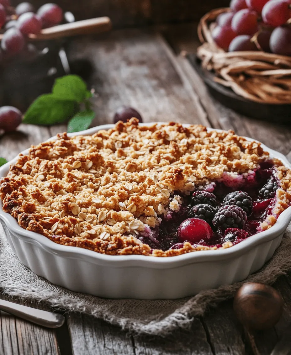 Imagine the aroma of fresh fruits mingling with a hint of cinnamon wafting through your home. The warm, inviting scent draws you into the kitchen, where a delicious Grape and Berry Crumble is coming to life. This dessert embodies the essence of comfort food, combining the natural sweetness of seasonal fruits with a crunchy, buttery topping that makes each bite irresistible. Whether you’re hosting a dinner party, celebrating a special occasion, or simply treating yourself after a long day, this crumble is the perfect indulgence.
