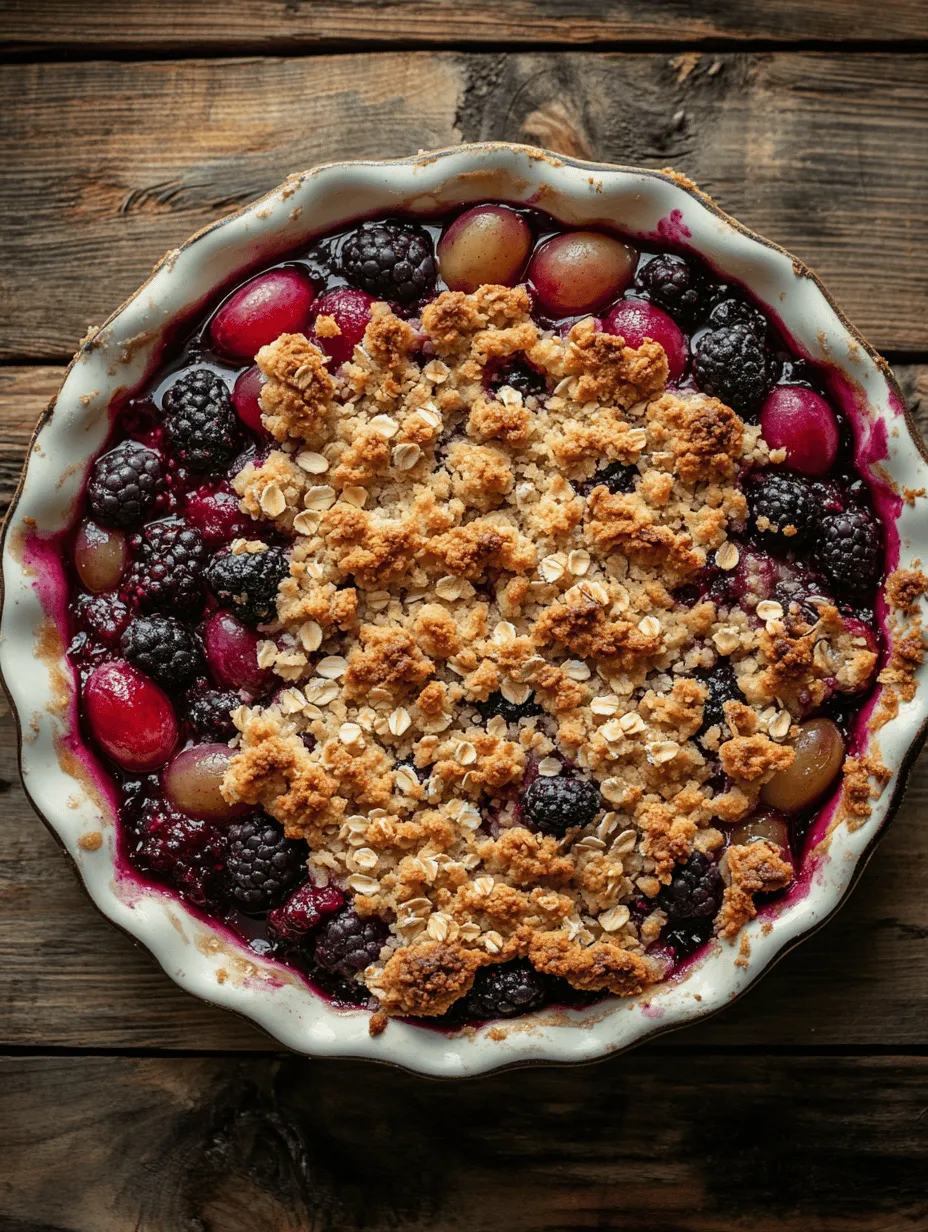 Imagine the aroma of fresh fruits mingling with a hint of cinnamon wafting through your home. The warm, inviting scent draws you into the kitchen, where a delicious Grape and Berry Crumble is coming to life. This dessert embodies the essence of comfort food, combining the natural sweetness of seasonal fruits with a crunchy, buttery topping that makes each bite irresistible. Whether you’re hosting a dinner party, celebrating a special occasion, or simply treating yourself after a long day, this crumble is the perfect indulgence.