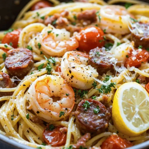 Garlic Butter Shrimp and Sausage Skillet Pasta is a culinary delight that combines the rich flavors of garlic-infused butter, succulent shrimp, and hearty sausage, all brought together in one convenient pan. This dish not only tantalizes the taste buds but also offers a wonderful harmony of textures and flavors, making it a standout option for various occasions. Whether you are whipping up a quick meal on a busy weekday or preparing an impressive dinner for family and friends, this recipe is sure to impress.