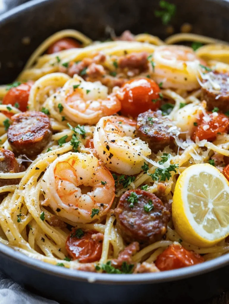 Garlic Butter Shrimp and Sausage Skillet Pasta is a culinary delight that combines the rich flavors of garlic-infused butter, succulent shrimp, and hearty sausage, all brought together in one convenient pan. This dish not only tantalizes the taste buds but also offers a wonderful harmony of textures and flavors, making it a standout option for various occasions. Whether you are whipping up a quick meal on a busy weekday or preparing an impressive dinner for family and friends, this recipe is sure to impress.