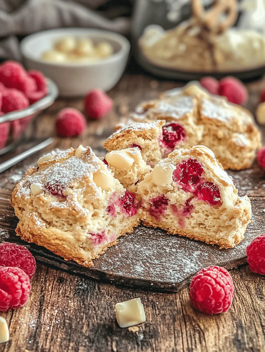 Welcome to the delightful world of scones, where the union of tart raspberries and sweet white chocolate creates a treat that is simply irresistible. These delectable raspberry white chocolate scones are not just a feast for the taste buds; they also present a beautiful visual appeal, making them a perfect addition to any gathering, breakfast, brunch, or an afternoon tea session. Imagine biting into a warm scone, the buttery flaky layers giving way to juicy bursts of raspberries and creamy white chocolate chips dancing on your palate—a sublime experience that is both comforting and indulgent.