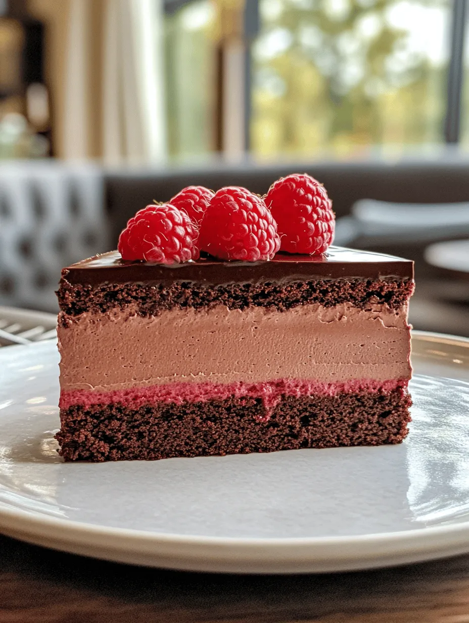 Explore the delightful world of desserts with our Decadent Chocolate Raspberry Mousse Cake, a perfect combination of rich chocolate and tart raspberries. This cake not only serves as a showstopper for any occasion but also satisfies the sweet tooth in the most indulgent way possible. Imagine a velvety chocolate cake layered with a luscious raspberry mousse, all topped with a silky chocolate ganache—each bite is a symphony of flavors and textures that will leave your guests in awe.