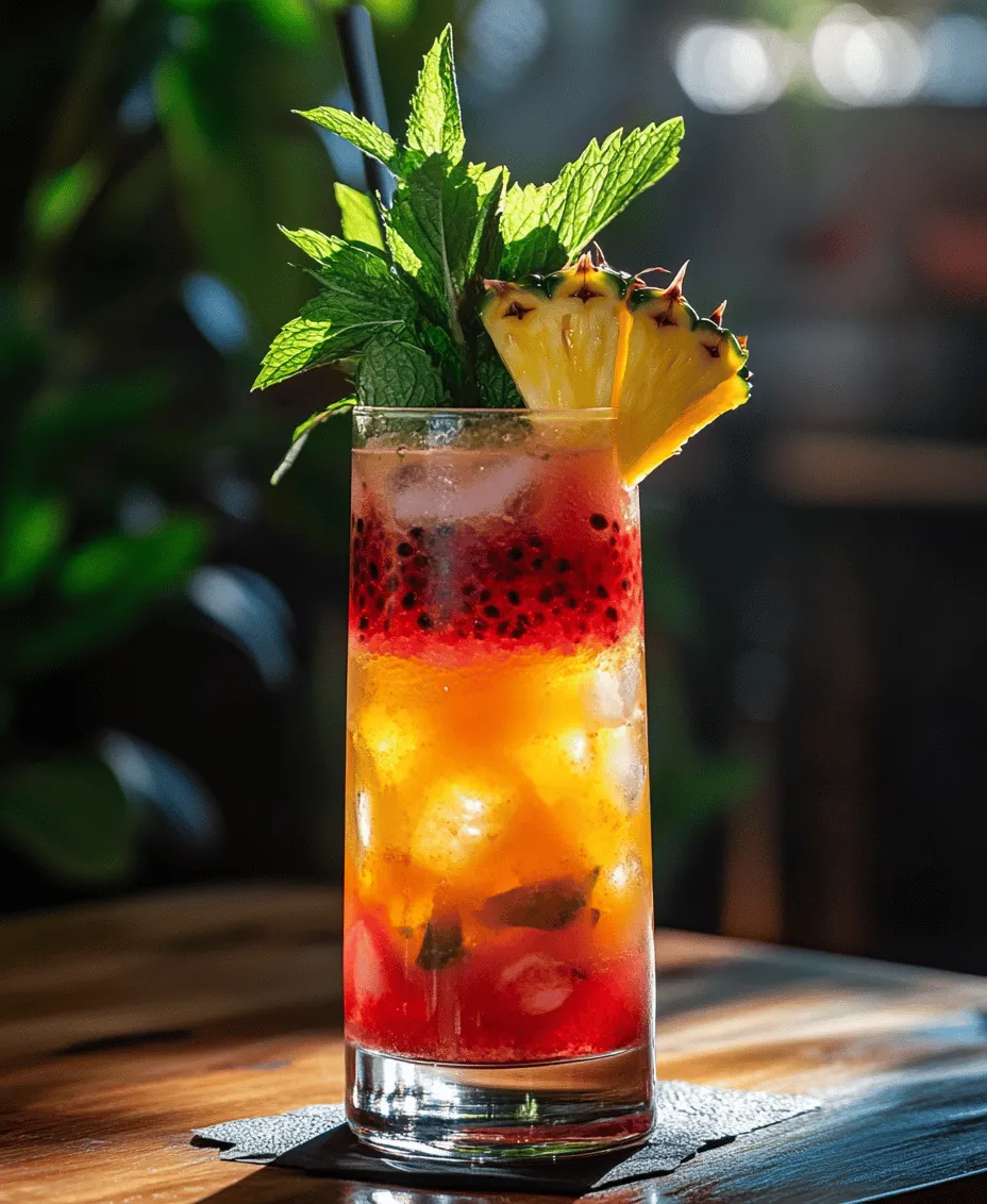 The magic of the Tropical Sunset Fizz lies in its carefully selected ingredients, each contributing to the drink's unique flavor profile and visual appeal. Let’s explore the essential components that come together to create this refreshing cocktail.