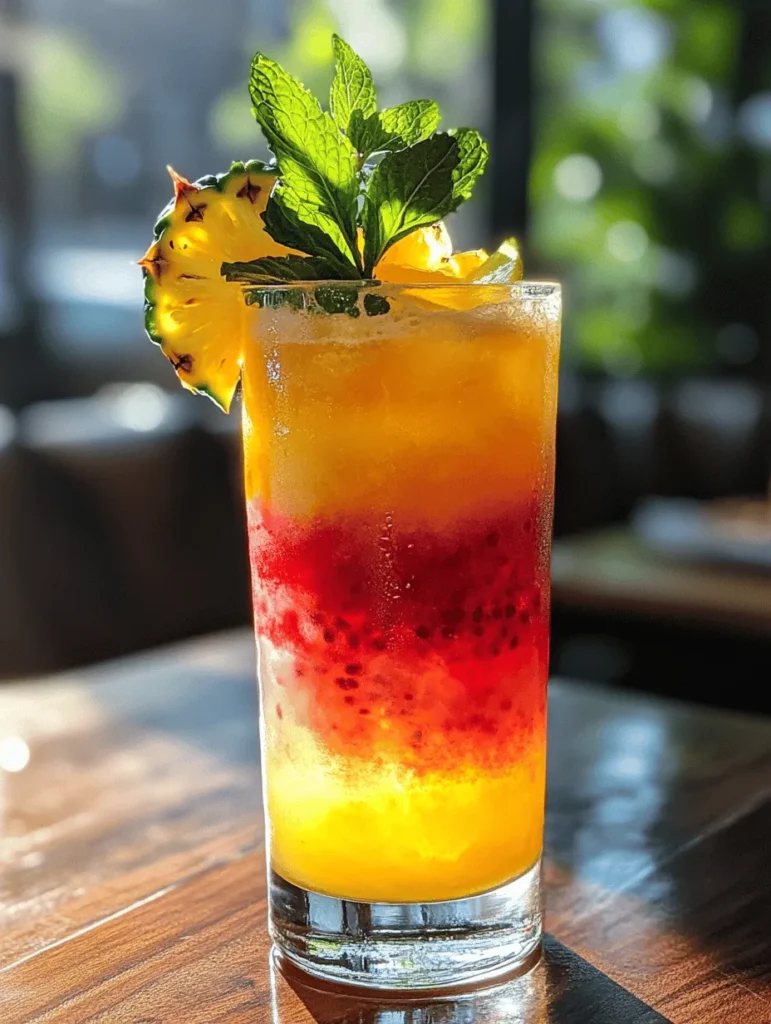 The magic of the Tropical Sunset Fizz lies in its carefully selected ingredients, each contributing to the drink's unique flavor profile and visual appeal. Let’s explore the essential components that come together to create this refreshing cocktail.