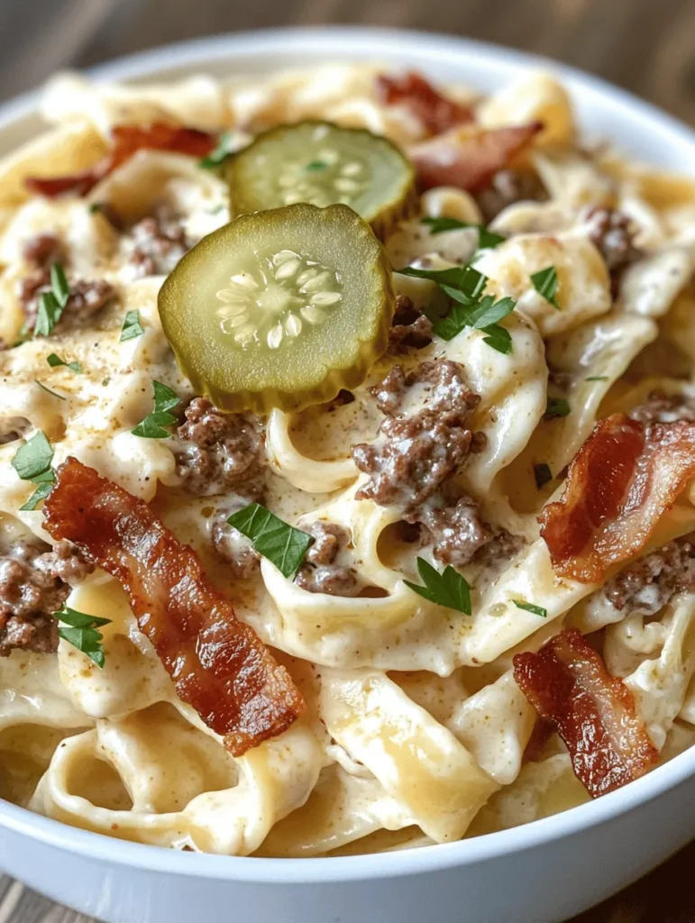Indulging in a rich and creamy pasta dish is a culinary experience that many people cherish. Among the countless variations available, the Indulgent Loaded Bacon Cheeseburger Alfredo Pasta stands out as a delightful fusion of flavors that satisfies both burger and pasta lovers alike. This recipe combines the comforting elements of fettuccine Alfredo with the savory goodness of a cheeseburger, topped with crispy bacon. The result is a decadent meal that brings together the best of both worlds, ensuring that every bite is a deliciously satisfying experience.