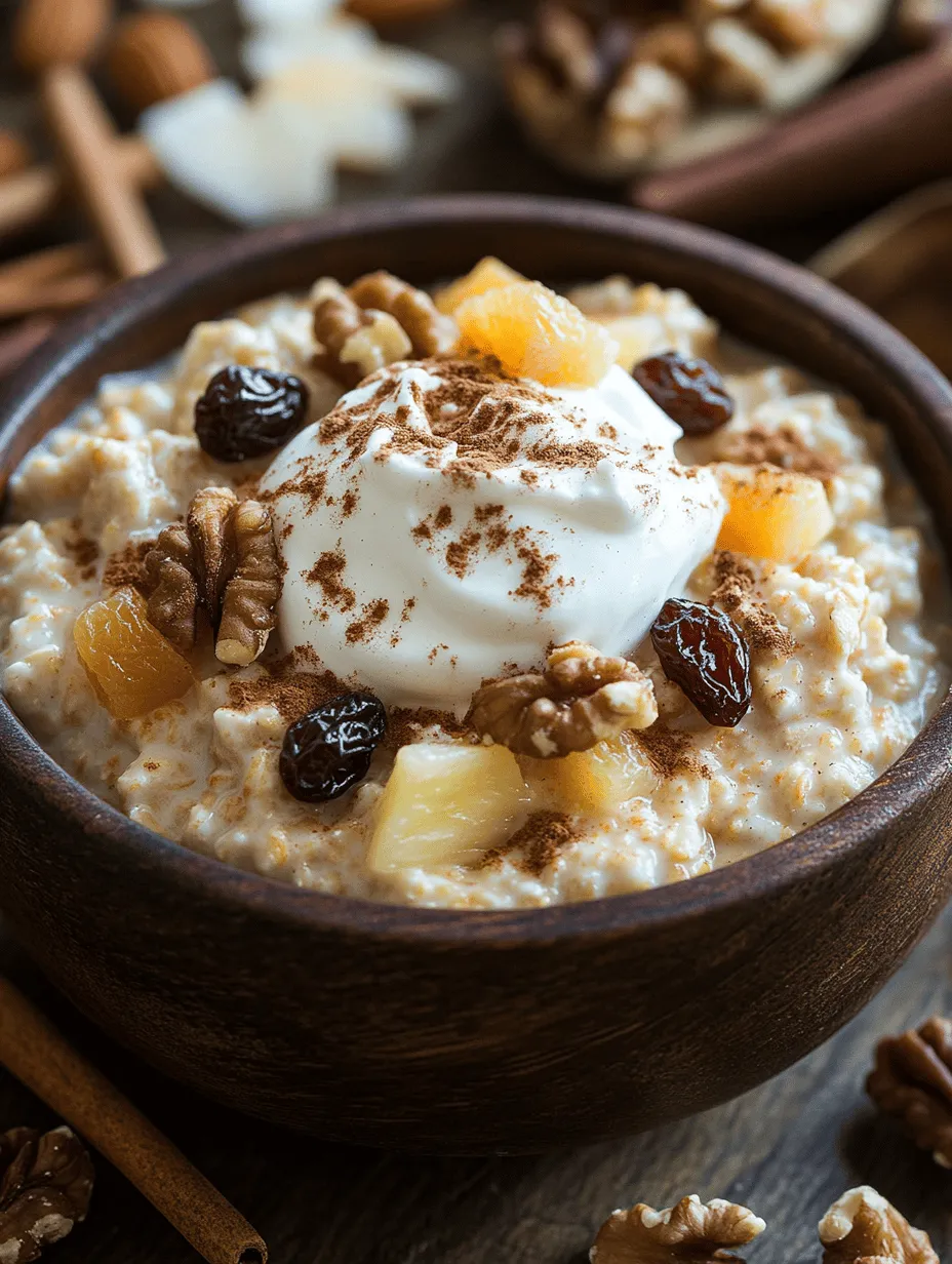 Creating the perfect Carrot Cake Oatmeal requires a thoughtful selection of ingredients. Each component contributes not only to the flavor profile but also to the overall nutritional value of the dish. Let’s explore the various ingredients used in this recipe and highlight their health benefits.
