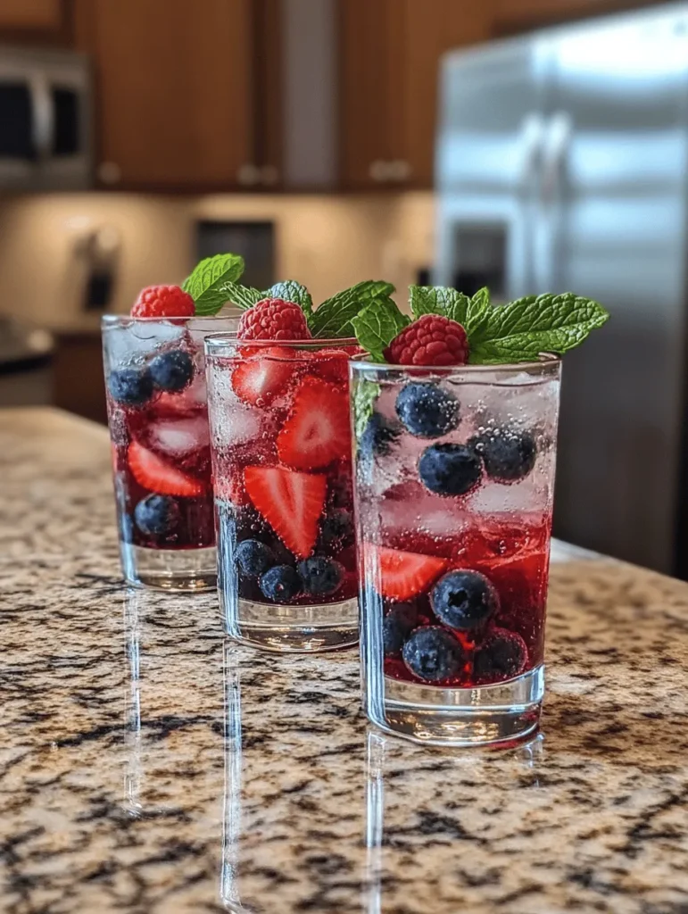 The star of the Tropical Berry Sparkler is undoubtedly the mixed berries. This colorful trio typically includes strawberries, blueberries, and raspberries, each contributing its unique flavor and nutritional benefits.