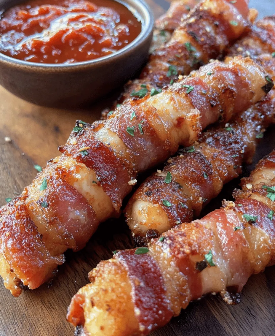 There's something undeniably alluring about the combination of crispy bacon and gooey mozzarella cheese, making crispy bacon-wrapped mozzarella sticks a favorite for many. These delectable bites are not only a hit at parties and gatherings but also serve as a fantastic snack for cozy nights in or as an indulgent treat during game day. The contrast between the savory, salty bacon and the rich, creamy mozzarella creates a flavor explosion that tantalizes the taste buds with every bite.