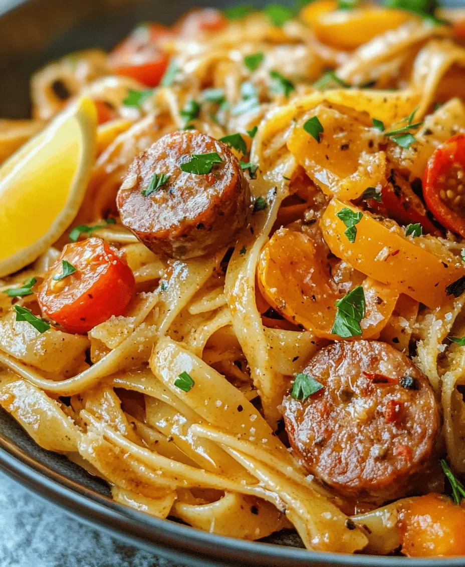 If you are seeking a dish that embodies the vibrant flavors of the South while being simple enough for a weeknight dinner, look no further than Spicy Cajun Garlic Butter Sausage Pasta. This tantalizing recipe brings together the rich, savory notes of garlic butter and the bold kick of Cajun spices, all while showcasing the hearty texture of smoked sausage. The result is a delightful pasta dish that is not only comforting but also brimming with character.