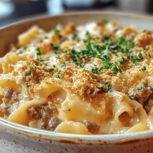 In the realm of comfort food, few dishes evoke the warmth and togetherness of a family dinner quite like the Creamy Beef Noodle Bake. This hearty casserole combines tender egg noodles, savory ground beef, and a luscious creamy sauce, all topped with melted cheddar cheese. The combination of flavors and textures creates a dish that not only satisfies hunger but also brings loved ones together around the dinner table. Whether you're navigating a busy weeknight or enjoying a leisurely weekend, this recipe is the perfect solution for a nourishing meal that everyone will love.