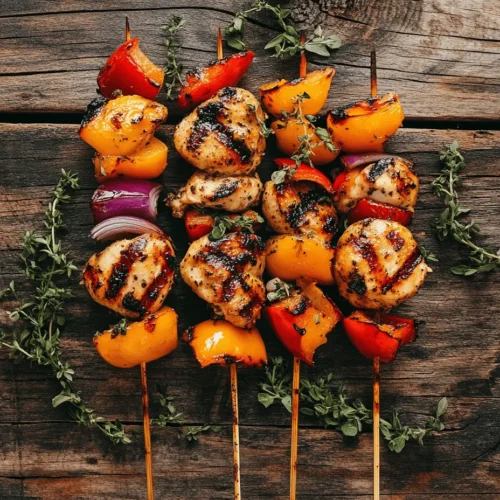 Grilled Lemon-Herb Chicken Skewers are a delightful dish that perfectly combines the bright flavors of lemon and fresh herbs with tender, juicy chicken. This recipe not only highlights the versatility of grilled chicken but also serves as a colorful centerpiece for any outdoor gathering or family dinner. Imagine the enticing aroma of marinated chicken sizzling on the grill, mingling with the zesty scent of lemon and the earthy notes of fresh herbs. It’s a dish that appeals to the senses, making it an instant favorite for summer barbecues or weeknight meals.