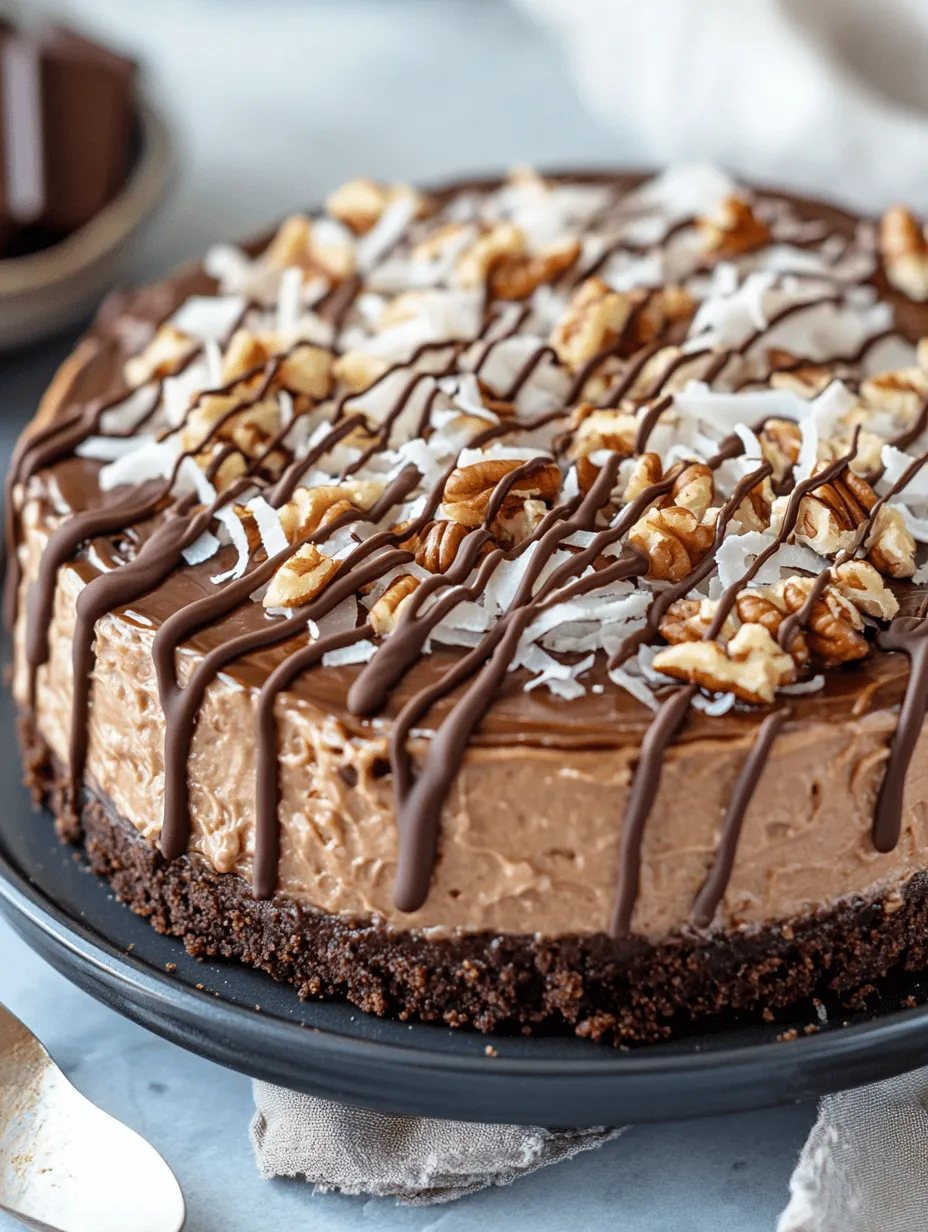 Desserts have a unique ability to bring joy and comfort into our lives, and among the myriad of sweet treats, few can rival the richness and indulgence of a cheesecake. This No-Bake German Chocolate Cheesecake recipe is a celebration of flavors that combines the beloved elements of the classic German chocolate cake with the creamy, luscious texture of cheesecake. Imagine layers of velvety cream cheese blended with semi-sweet chocolate, coconut, and crunchy pecans, all nestled atop a delectable chocolate graham cracker crust.