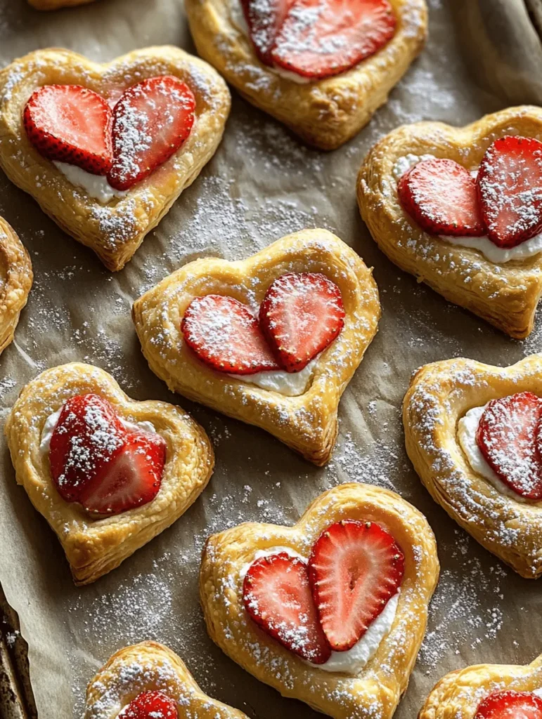 Embark on a delightful culinary journey with our Strawberry Cream Cheese Heart Danishes, a treat that perfectly encapsulates sweetness and romance. This recipe is ideal for special occasions—be it Valentine’s Day, anniversaries, or simply when you want to impress your loved ones with a homemade dessert that speaks volumes of affection. Imagine flaky, golden pastry enveloping a rich, creamy filling, all complemented by the vibrant freshness of strawberries. Not only are these danishes a feast for your taste buds, but they are also a visual delight that will brighten any gathering.