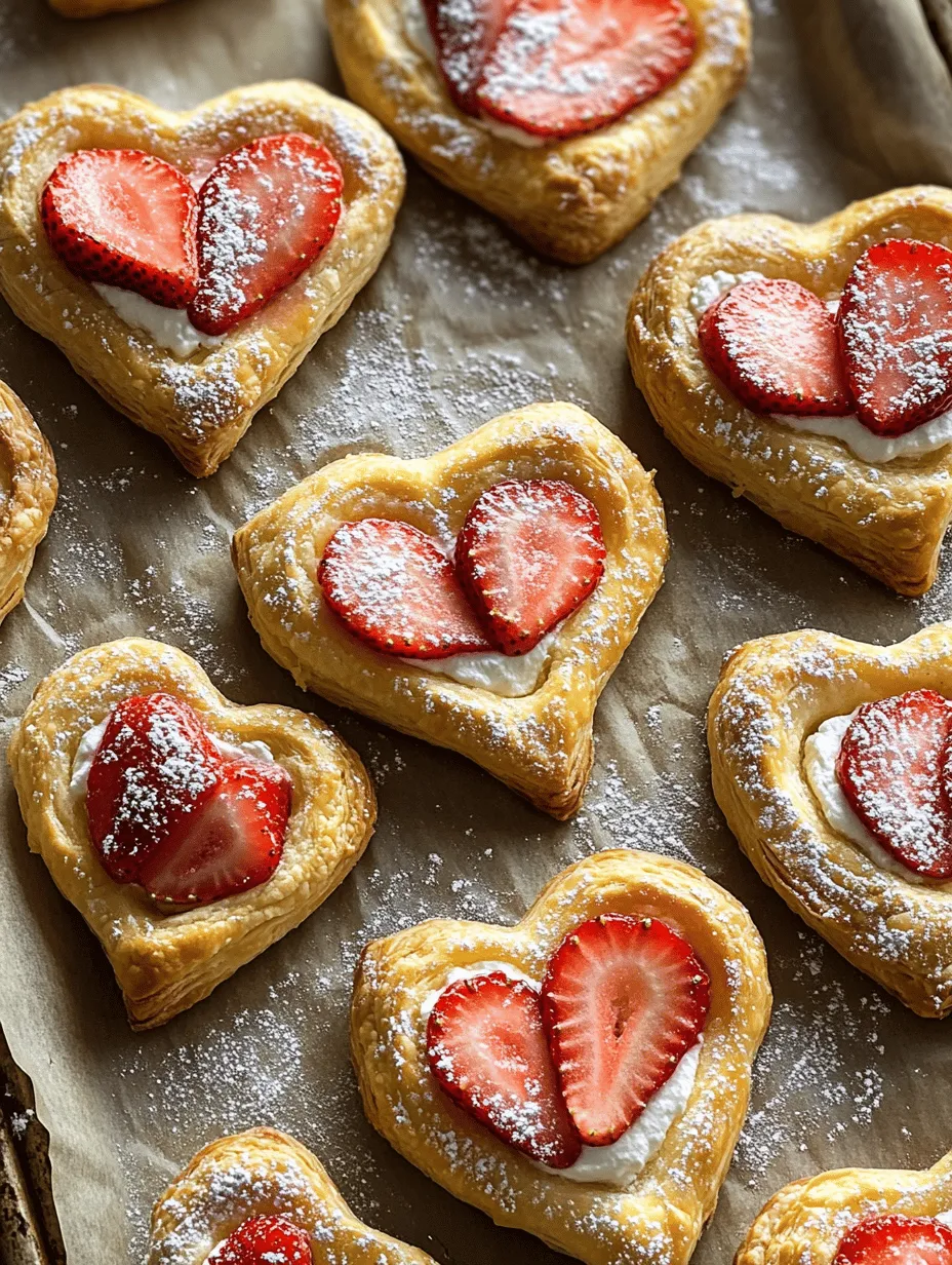 Embark on a delightful culinary journey with our Strawberry Cream Cheese Heart Danishes, a treat that perfectly encapsulates sweetness and romance. This recipe is ideal for special occasions—be it Valentine’s Day, anniversaries, or simply when you want to impress your loved ones with a homemade dessert that speaks volumes of affection. Imagine flaky, golden pastry enveloping a rich, creamy filling, all complemented by the vibrant freshness of strawberries. Not only are these danishes a feast for your taste buds, but they are also a visual delight that will brighten any gathering.