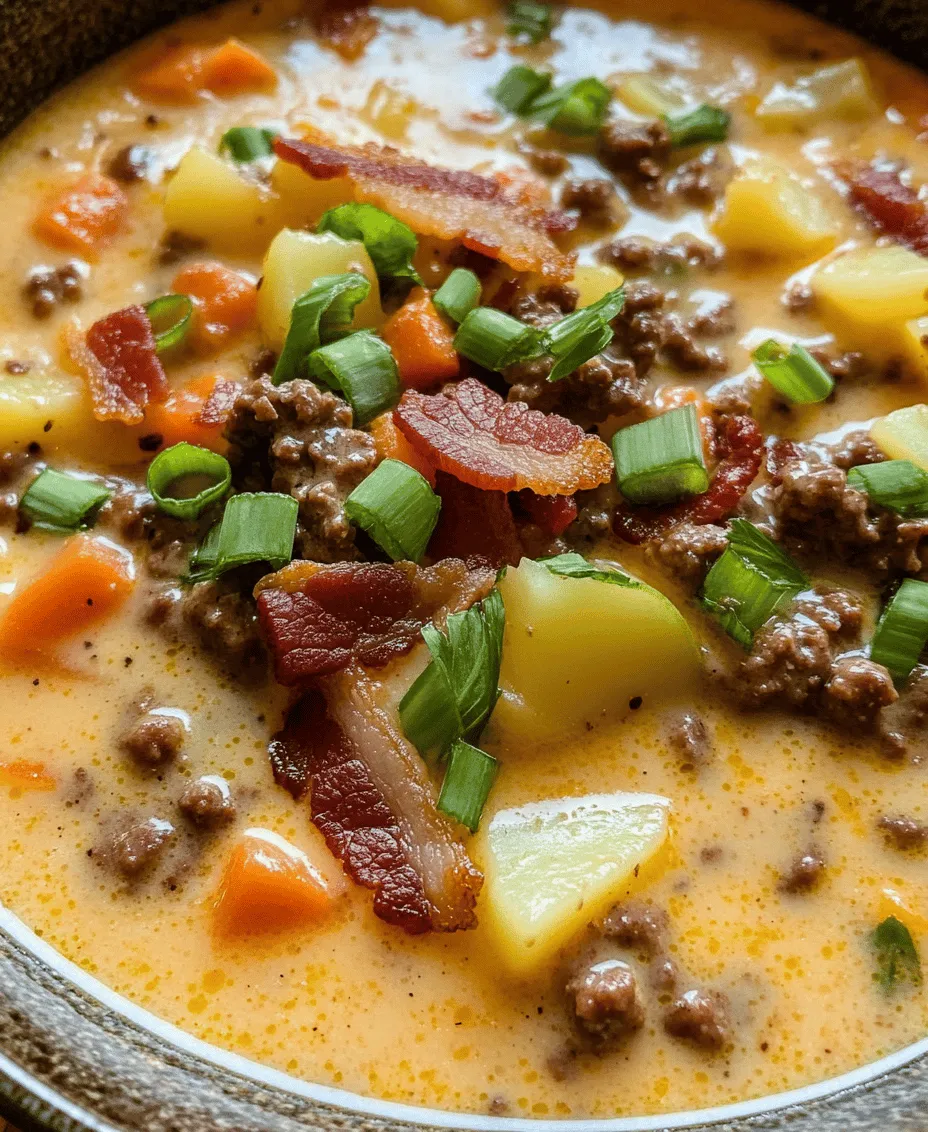 When it comes to comfort food, few dishes evoke the warm, satisfying feelings of home like a hearty bowl of soup. Soups have long been a staple in kitchens around the world, offering nourishment, warmth, and a sense of togetherness. They are versatile, allowing for endless variations that can cater to different tastes and dietary preferences. Among the myriad of soup options available, Creamy Cheeseburger Soup stands out as a delicious and hearty choice that brings the beloved flavors of a classic cheeseburger into a warm, creamy bowl.