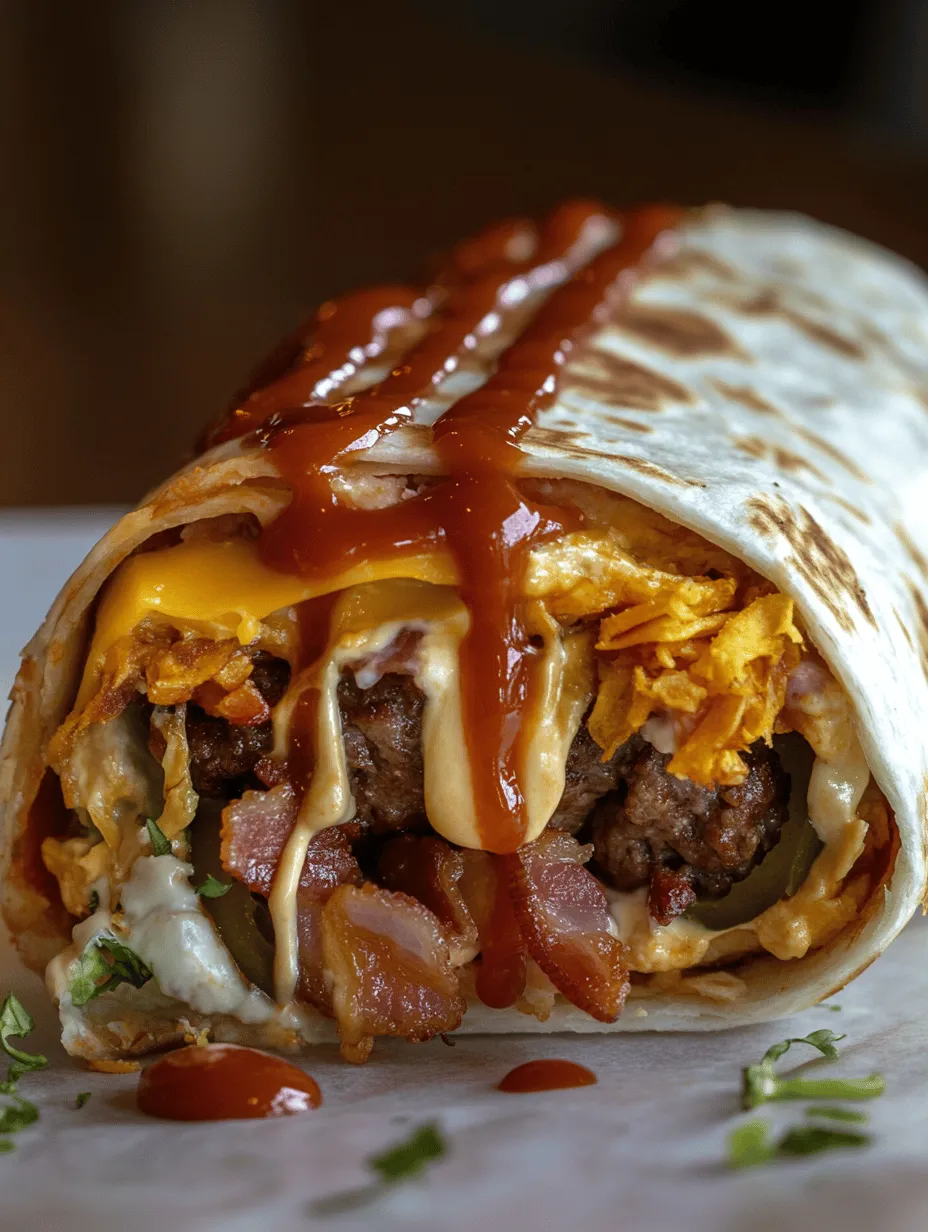 Are you ready to embark on a culinary adventure that blends the hearty, satisfying flavors of a classic hamburger with the portable convenience of a burrito? Introducing the Bacon and Beef Patty Hamburger Burrito, a delicious fusion that takes your taste buds on a journey through rich, savory tastes and textures. This innovative dish combines all the beloved components of a burger—juicy beef patty, crispy bacon, and melty cheese—wrapped snugly in a warm tortilla, making it the ultimate meal for any occasion.