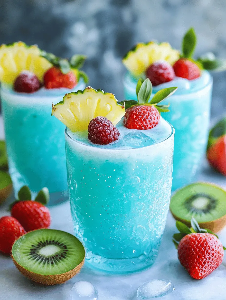 At the heart of the Mermaid Slush lies the blue sports drink, which serves a dual purpose. Not only does it offer a refreshing flavor profile—often a mix of berry and citrus notes—but it also provides the striking blue hue that is central to the slush's mermaid theme. This ingredient sets the foundation for the drink's vibrant color and adds a hint of sweetness that complements the other flavors beautifully.