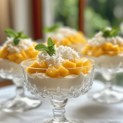 Imagine a dessert that transports you to a sun-soaked tropical paradise with every spoonful—a dessert that embodies the freshness of ripe mangoes and the creamy richness of coconut. Enter the Coconut Mango Mousse Delight, a luscious treat that is not only a feast for the eyes but also a delight to the palate. This mousse is the perfect way to celebrate the vibrant flavors of summer, making it an ideal choice for gatherings, special occasions, and even simple weeknight indulgences.