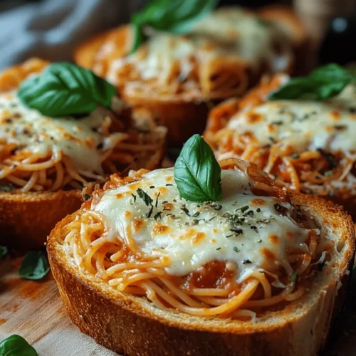If you’ve ever found yourself caught in a delicious dilemma, torn between the hearty satisfaction of spaghetti and the irresistible crunch of garlic bread, then the Spaghetti Garlic Bread Bowls recipe is your culinary answer. This dish brilliantly marries two beloved comfort foods into one unique creation that not only satisfies your cravings but also elevates your dining experience. Imagine digging into a warm, crusty bread bowl filled to the brim with perfectly cooked spaghetti, drenched in savory marinara sauce, and topped with gooey melted cheese. It’s a delightful combination that’s sure to impress family and friends alike.