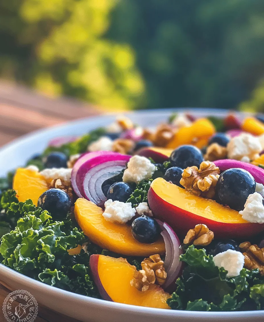 The success of any salad lies in the quality and selection of its ingredients. The Summer Peach and Blueberry Kale Salad features a handful of key components, each bringing its unique flavors and nutritional value to the table. Let’s take a closer look at these ingredients and the vital roles they play in this delicious dish.