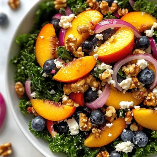 The success of any salad lies in the quality and selection of its ingredients. The Summer Peach and Blueberry Kale Salad features a handful of key components, each bringing its unique flavors and nutritional value to the table. Let’s take a closer look at these ingredients and the vital roles they play in this delicious dish.