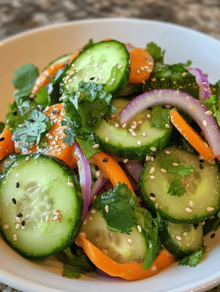 Cucumbers are the foundation of this salad, and selecting the right variety can enhance your dish significantly. Common varieties like English cucumbers and Japanese cucumbers are ideal for salads due to their thin skin and minimal seeds, which contribute to a crisper texture. English cucumbers are particularly favored for their mild flavor and lengthy shape, making them easy to slice into uniform pieces.