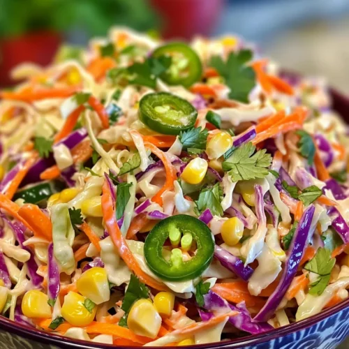Coleslaw is a classic side dish that has graced tables at picnics, barbecues, and family gatherings for generations. Traditionally, this dish is made with a simple combination of shredded cabbage and dressing, often served cold to provide a refreshing crunch. However, this Spicy Sweet Jalapeno Corn Coleslaw takes the beloved classic to an exciting new level. By integrating the sweetness of fresh corn and honey with the zesty kick of jalapenos, this recipe offers a delightful contrast of flavors that is sure to tantalize your taste buds.