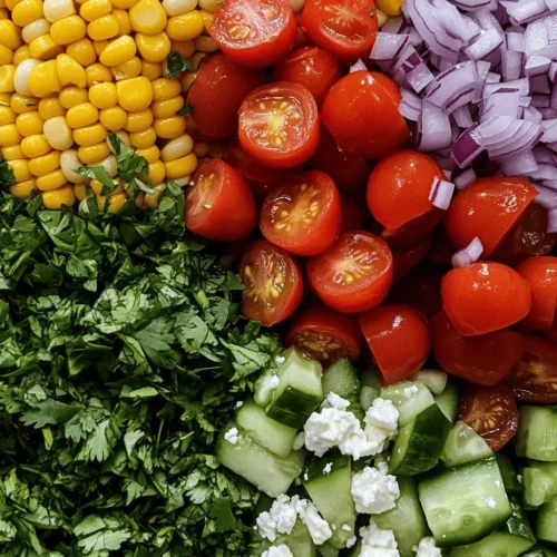 What makes this salad truly special is its versatility. It can be served as a refreshing side dish alongside grilled meats, as a centerpiece at a potluck, or even as a standalone meal when paired with a protein. The bright colors of the fresh ingredients not only make it visually appealing but also indicate the wealth of nutrients packed within.