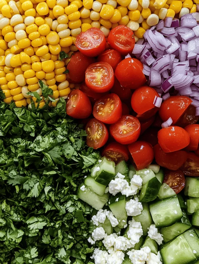 What makes this salad truly special is its versatility. It can be served as a refreshing side dish alongside grilled meats, as a centerpiece at a potluck, or even as a standalone meal when paired with a protein. The bright colors of the fresh ingredients not only make it visually appealing but also indicate the wealth of nutrients packed within.