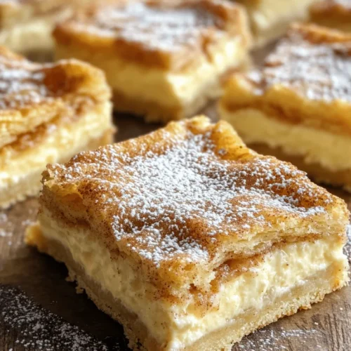In the realm of desserts, few creations capture the essence of indulgence quite like Sopapilla Cheesecake Bars. This delightful treat is a harmonious blend of two beloved classics: the crispy, airy texture of traditional Mexican sopapillas and the smooth, rich flavor of cream cheese cheesecake. With their golden-brown crust and creamy center, these bars are not only visually appealing but also burst with flavor, making them an ideal choice for any occasion. Whether you’re hosting a festive gathering, attending a potluck, or simply satisfying a sweet tooth, Sopapilla Cheesecake Bars are sure to impress.