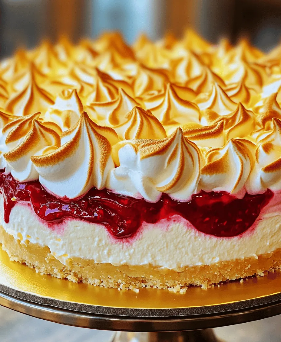 If you’re searching for a dessert that tantalizes the taste buds and makes a stunning centerpiece for any gathering, look no further than the Heavenly Lemon Raspberry Meringue Cheesecake. This delightful treat combines the zesty brightness of fresh lemons, the sweet-tart burst of ripe raspberries, and the ethereal lightness of meringue, all layered within a rich cheesecake. Each bite offers a symphony of flavors and textures, making it a perfect choice for those who appreciate a well-crafted dessert.