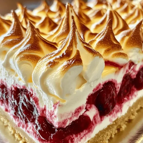 If you’re searching for a dessert that tantalizes the taste buds and makes a stunning centerpiece for any gathering, look no further than the Heavenly Lemon Raspberry Meringue Cheesecake. This delightful treat combines the zesty brightness of fresh lemons, the sweet-tart burst of ripe raspberries, and the ethereal lightness of meringue, all layered within a rich cheesecake. Each bite offers a symphony of flavors and textures, making it a perfect choice for those who appreciate a well-crafted dessert.